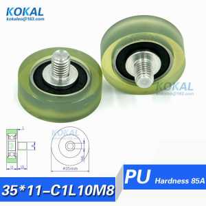 [PU35*11-C1L10M8]Free Shipping 5pcs M8 TPU PU 6000ZZ bearing roller wheel outer diameter 33mm rubber money-count pulley 10*35*11