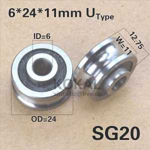 [SG20-P2]10PCS ABEC-5 double row ball bearing wheel for machine SG20-2RS SG6RS INNER 6mm rubber track guide pulley