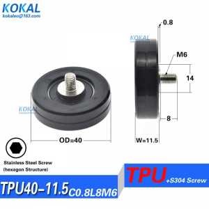 [TPU40-11.5C0.8L8M6]M6 stainless steel screw shaft TPU PU soft rubber 6000z 10 bearing for tool machine sliding pulley 10X40XM6