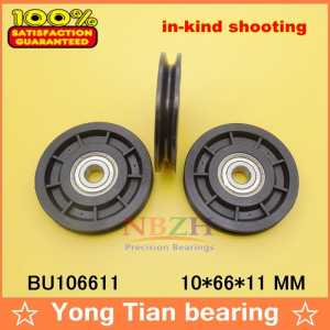 10*66*11 Elevator Pulley Elevator door hanging round parts U / V grooves Plastic nylon rope pulley BU106611