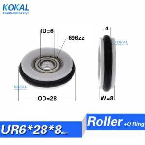 10pcs/lot hot slae new design Buna-N o ring rubber coated with POM plastic u groove bearing wheel roller 696zz 696 pulley 6X28X8