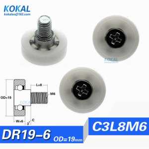 [DR19C3L8]10pcs DR series DIY Furniture Drawer POM white plastic M6 screw ball bearing wheel roller 19mm minisize pulley DR19