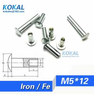[YK-Fe-M5*12]50PCS Free Shipping M5 Series button head tubular Fe Iron steel Rivet with 12MM length minitype rivets