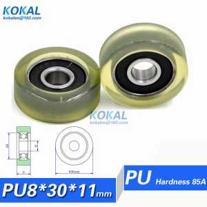 [PU0830-11] 10PCS glass window door low noise ball bearing PU rubber whees 8*30*11mm flat type PU bearing