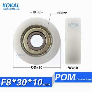 [F0830-10]Free shipping high quality ball bearing inner 8mm flat type plastic POM pulley roller 8*30*10mm 0830K