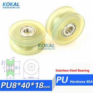[PU0840-18S]2PCS window stainless steel bearing pipelining TPU PU beall bearing 698ZZ pulley wheel 8*30*30mm black rubber wheel