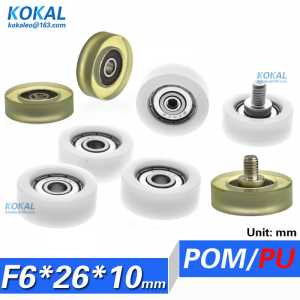 1PCS hot sale High Loading low noise currency count machine white ball bearing roller wheel Flat type pulley M6 screw 6*26*10mm