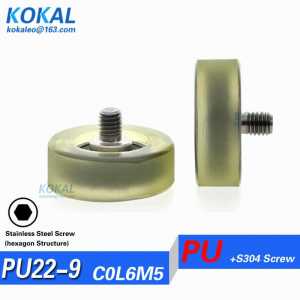 [PU22*9-C1L8M6]Free Shipping 10pcs high quality stainless steel screw M6 money-counting PU TPU soft rubber shaft bearing roller