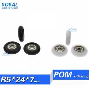 [R0524-7] Free Shipping 10pcs 625zz bearing nylon roller plastic sliding door wheel 5*24*7 pulley round type sliding roller