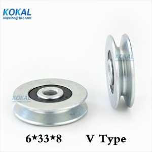 [V0633-8]1PCS 6*33*8mm V groove, steel wire over line lifting wheel guide wheel, metal pulley bearing, mechanical rolling wheel