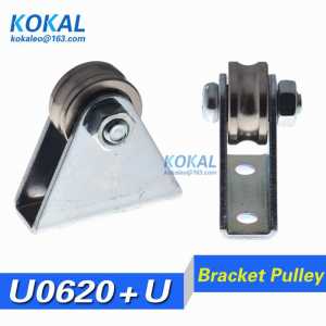 [U0620+U]1pcs 6*20*9mm with triangular bracket/L bracket, U-grooved wheel, bearing wire rope pulley/DIY crane/guide wheel pulley