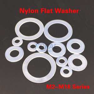 Free Shipping 500pcs/lot nylon PA66 flat WASHER flat Gasket ring M2-M18 series white PA plain washer spacer shims