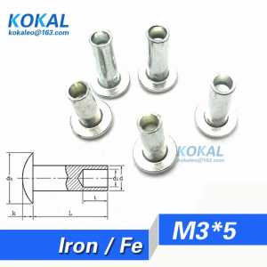 [Fe-M3*5]100PCS all kinds all steel M3 Series thin round head half hollow rivet M3*5mm tubular rivet