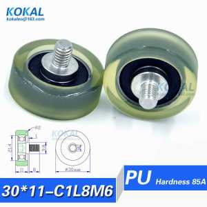 [PU30*11-C1L8M6]Free Shipping 10pcs M6 TPU PU rubber 608RS bearing roller wheel 8*30*11mm flat type pulley