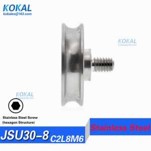 [M6*30*8]1pcs medical equipment stainless steel u groove ball roller with M6 screw shaft wheel roller 8X30X8mm U608 S608 bearing