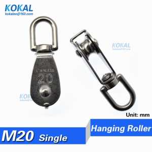 [S-M20] 2pcs/lot 304 stainless steel SG20 M20 single Wire rope pulley hanging bearing steel grooved bracket 20mm pulley roller