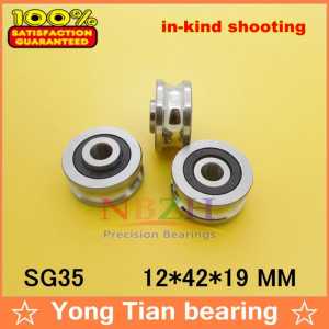SG35 2RS U Groove pulley ball bearings 12*42*19 mm Track guide roller bearing SG12RS (Precision double row balls) ABEC-5
