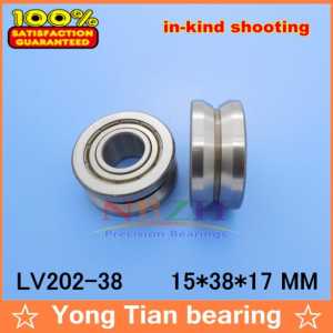 High quality ABEC-5 EMQ V Groove Guide roller bearings LV202-38 ZZ V-38  15*38*17 (Precision double row balls) LV202-38-2RS