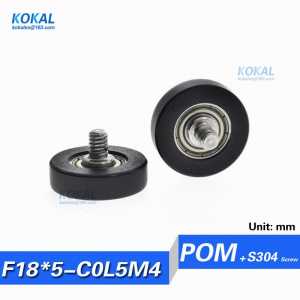 [LP18*5-C0.5L5M4]10pcs NTBG cash register plastic pulley bearing with 4*18*5mm stainless Screw M4 shaft black pulley wheel