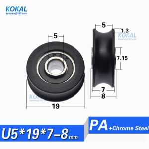 [U0519-7] 10PCS high quality low noise non-standard ball bearing black guide rail sliding wheel roller 5*19*7mm