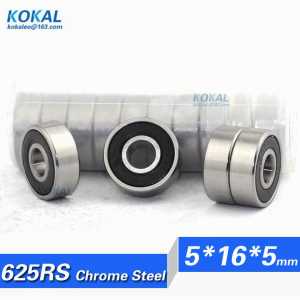 [C625RS]Free Shipping 10pcs chrome steel  625RS 625-RZ bearing 80025zz R-1650B ball bearing 5*16*5mm rubber cover bearing