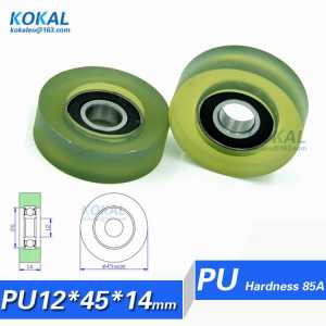 [PU1245-14] high quality 6001RS TPU PU ball bearing roller wheel counting machine bearing pulley 12*45*14 PU pulley
