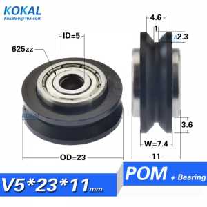 Free Shipping 10PCS V groove 625zz bearing roller wheel POM caoted 3D printer V Type roller double bearing pulley