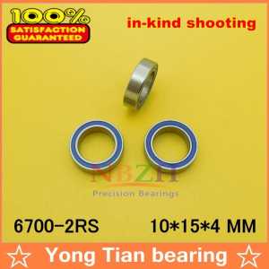 NBZH sale price  10pcs/lot High quality ABEC-3 Z2V2 blue double rubber sealing cover ball bearing 6700-2RS 10*15*4 mm