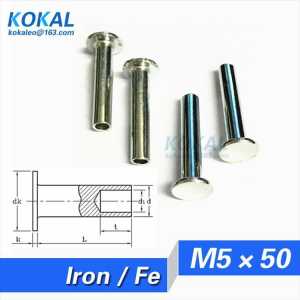 [Fe-M5*50] Free Shipping 50PCS M5 series pan head semitubular rivets M5*50MM steel rivets length 50MM
