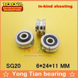 SG20 2RS U Groove pulley ball bearings 6*24*11 mm R4U Track guide roller bearing SG6RS (Precision double row balls) ABEC-5