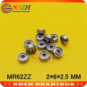 free shipping Wholesale Double Shielded Miniature Deep Groove Ball Bearings MR62ZZ 2*6*2.5 mm