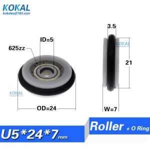 Free Shipping 10PCS low noise rubber wheel roller with 5*24*7 rubber door wheel window roller