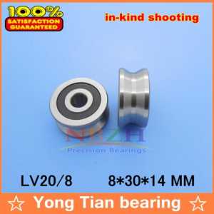 8 mm v groove Guide roller bearings LV20/8 ZZ V-30 LV2018 RV20/8-10 8*30*14 (Precision double row balls) LV20-8 -2RS
