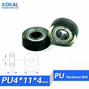 [PU0411-4]Free shipping 10PCS PU Polyurethane 684zz TPU PVC Rubber soft ball bearing roller 0411T 4*11*4mm