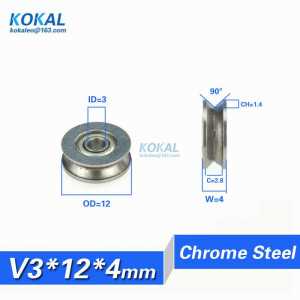 [V0312-4]10PCS V groove guide wire track roller wheel micro V type inner 3mm metal sliding roller pulley 0312V 623VV