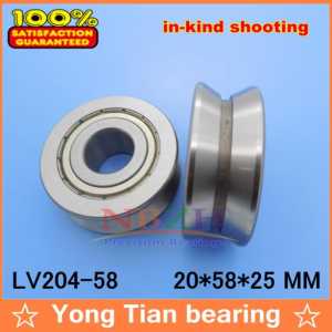 V Groove Guide roller bearings LV204-58 ZZ LV-58 RV204/20.58-30 20*58*25 (Precision double row balls) ABEC-5