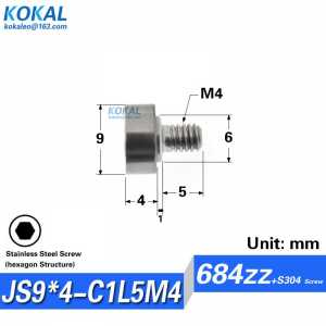 10pcs M4 screw deep ball bearing 684zz 684 S684 External Thread Bearing with M4 screw NTBG9-5 NTSBG9-5 BJL01 9-5 BJL02 9-5