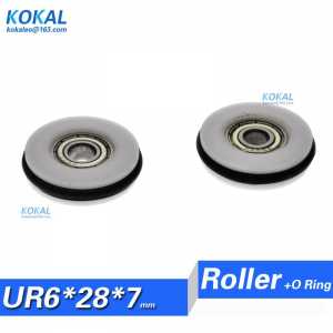 1pcs hot sale low noise mute elasticity Buna-N rubber POM plastic bearing  ribbon loom machine fittings wheel 6X28X7mm