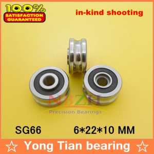 SG66 2RS U Groove pulley ball bearings 6*22*10 mm R3U Track guide roller bearing (Precision double row balls) ABEC-5
