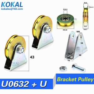 [U0632+U]1pcs base bearing with triangular bracket/u bracket, U-grooved wheel, bearing wire rope pulley/crane/guide wheel pulley