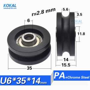 [U0635-14]10PCS non-standard outer diameter 35mm 1.38" U/V Grooved Sliding Window DOOR roller wheel Aluminium alloy guide wheels