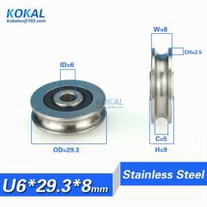 [U0629-8S]10PCS stainless steel 440C U V groove type sliding bearing roller wheel guide track pulley rail 0630VV 6*29.3*8mm