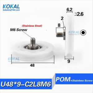 [LPU48*9-C2L8M6] 10PCS/LOT high loading U concave groove 608zz ball bearing wheel sliding door outer diameter 48mm roller 0848U