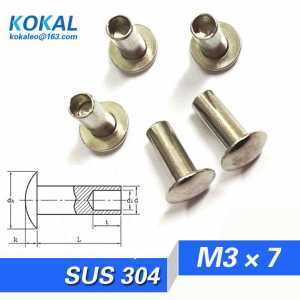 [304-M3*7]100PCS Free Shipping 304 stainless steel M3 Series button head semi-tubular rivets M3*7mm rivets