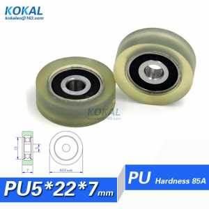 [PU0522-7]Free shipping 10PCS inner diameter 5mm OD 22mm 625zz TPU rubber bearing roller wheel rubber roller