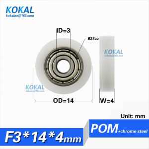 10PCS/lot 683/623/693/623zz ball bearing coated with POM plastic DIY micro pulley with 3X12X3 3X14X4 3X15X4 0312 0314 0315 roll