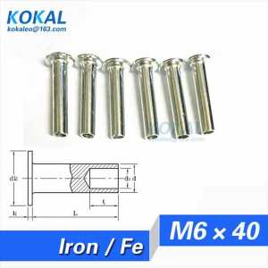 [Fe-M6*40] Free Shipping 50PCS M6 series flathead semi-tubular rivets M6*40MM steel rivets for furnitures