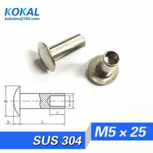 [YK304-M5*25]20PCS Free Shipping 304 stainless steel rivet oval head DIY half hollow rivet M5*25mm