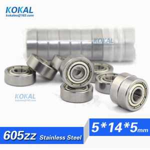 [S605ZZ]Free Shipping 10pcs 440C stainless steel 605-2ZZ 605ZZ S605 S605zz S605-2z inner 5mm ball bearing 5*14*5mm