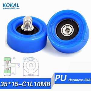 [PU35*15-C1L10M8]Free Shipping 5pcs M8 TPU PU 6000ZZ bearing roller wheel outer diameter 35mm rubber money-count pulley 10*35*15